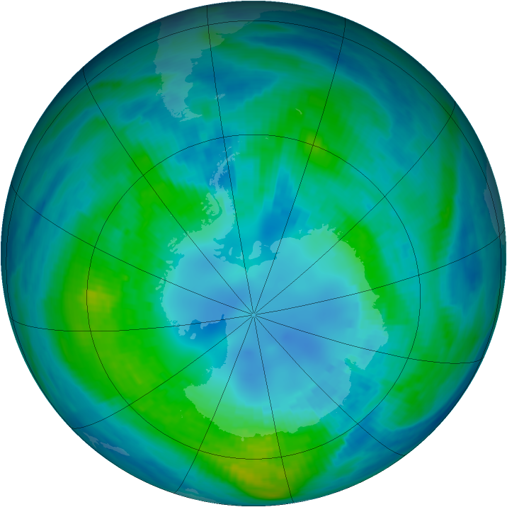 Antarctic ozone map for 18 April 1987